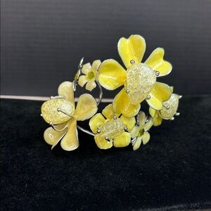 Stunning Yellow Floral Corsage Cuff Bracelet